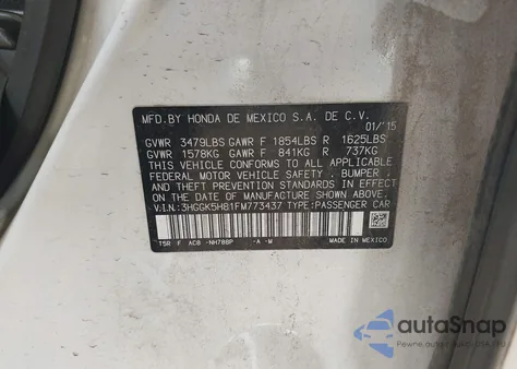 2015 Honda Fit Ex/Ex-L from USA, damaged, VIN 3HGGK5H81FM773437